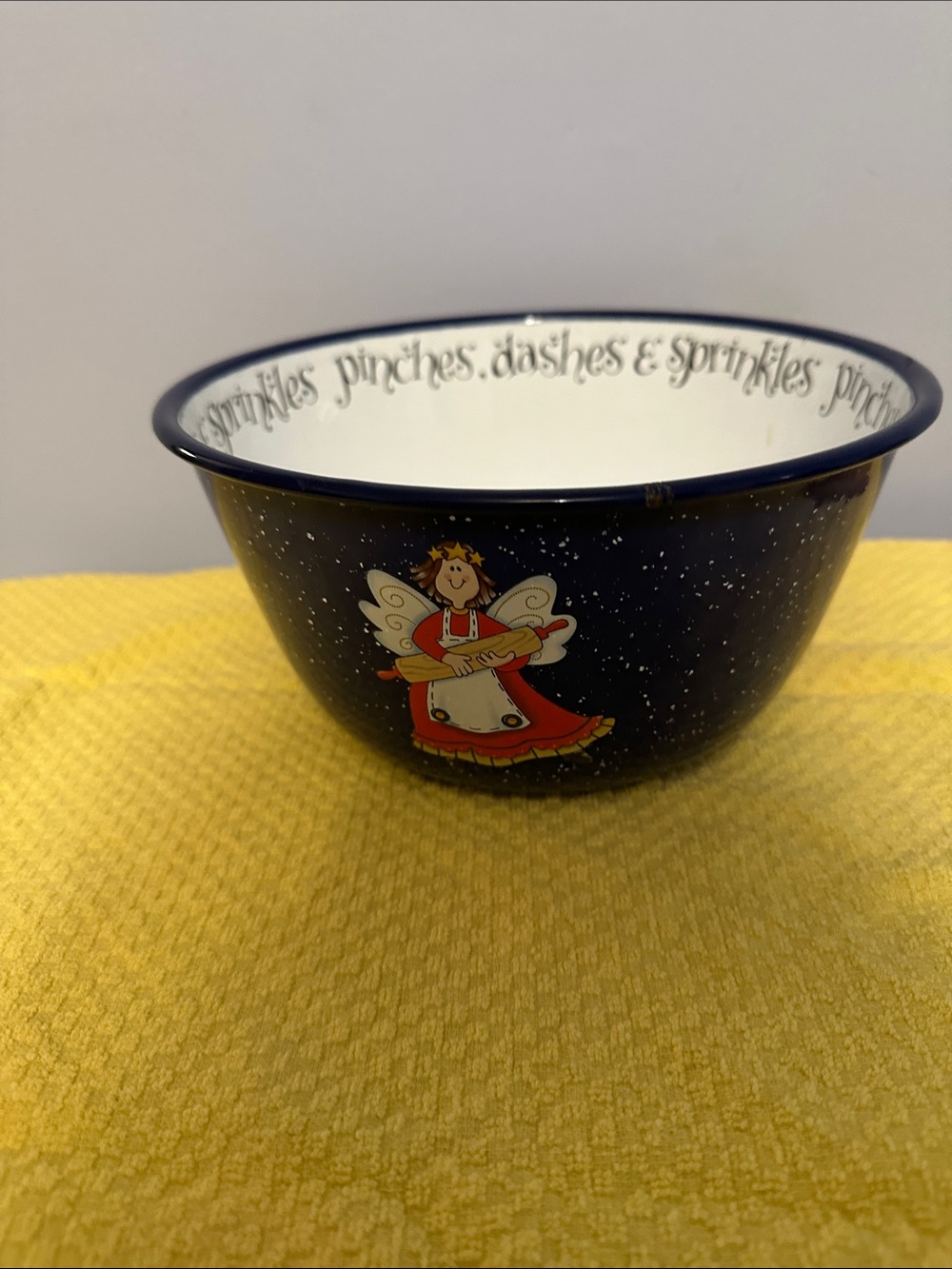 Holiday Angel Speckled Mixing Bowl - Navy